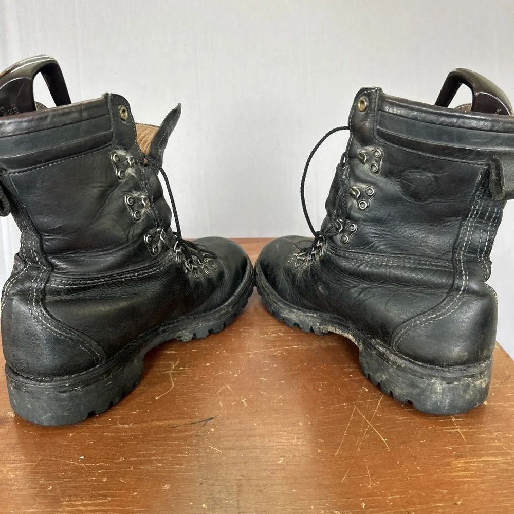 Vintage Herman Survivors Logger Boots Black Leather Vibram Mens 9-10 Wide